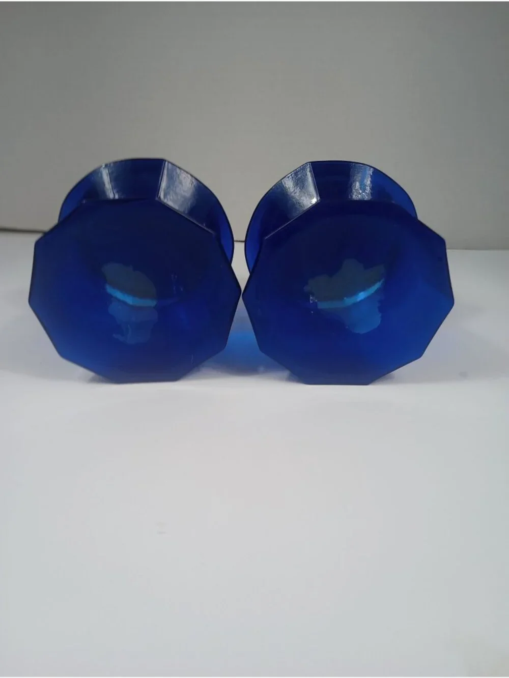 Vintage Retro  Cottage Hand Blown Cobalt Blue Art Glass Glossy  Large Bowl